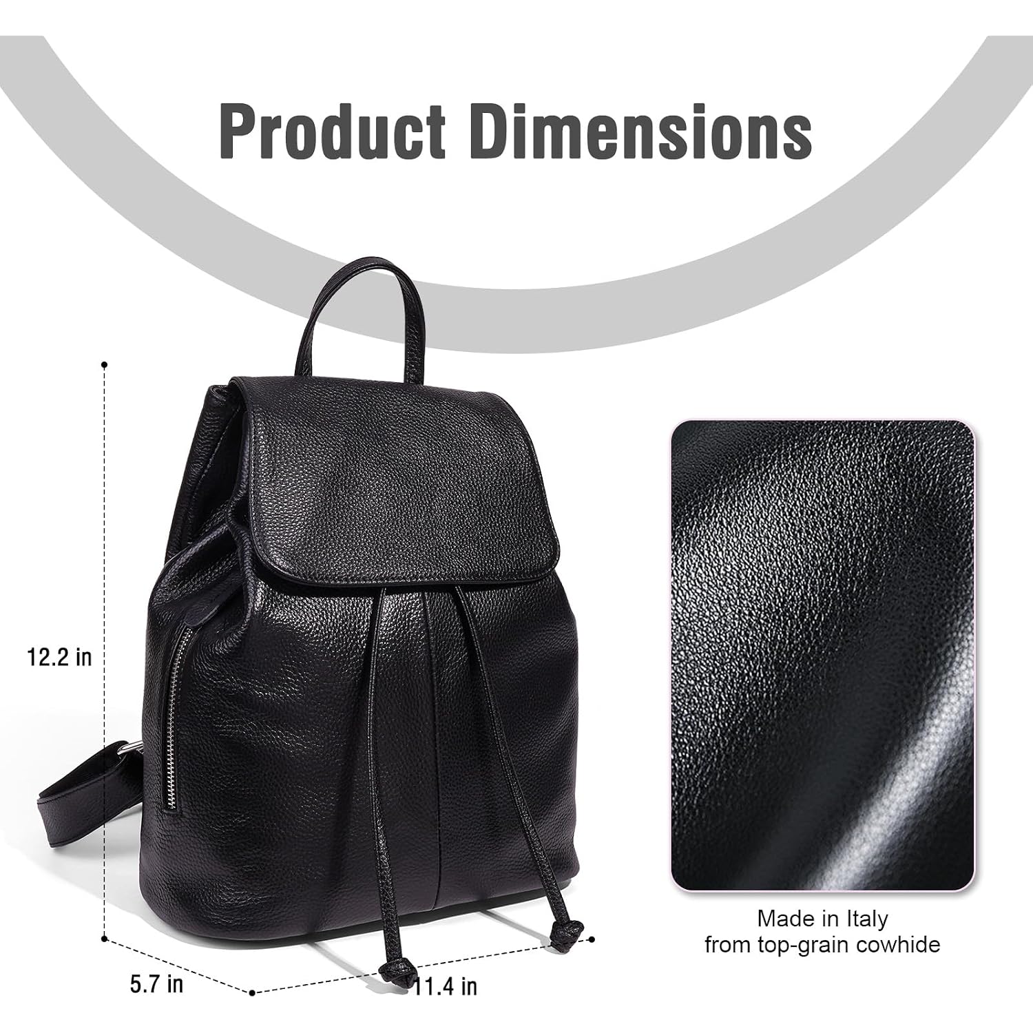 Boyatu Leather Backpack Purse For Women Fashion Design Ladies Shoulder Bag | Full-Grain Leather | Work Commuter & City Travel | Fashion Rfid Pocket Bag | Compact Everyday Essentials (Black)