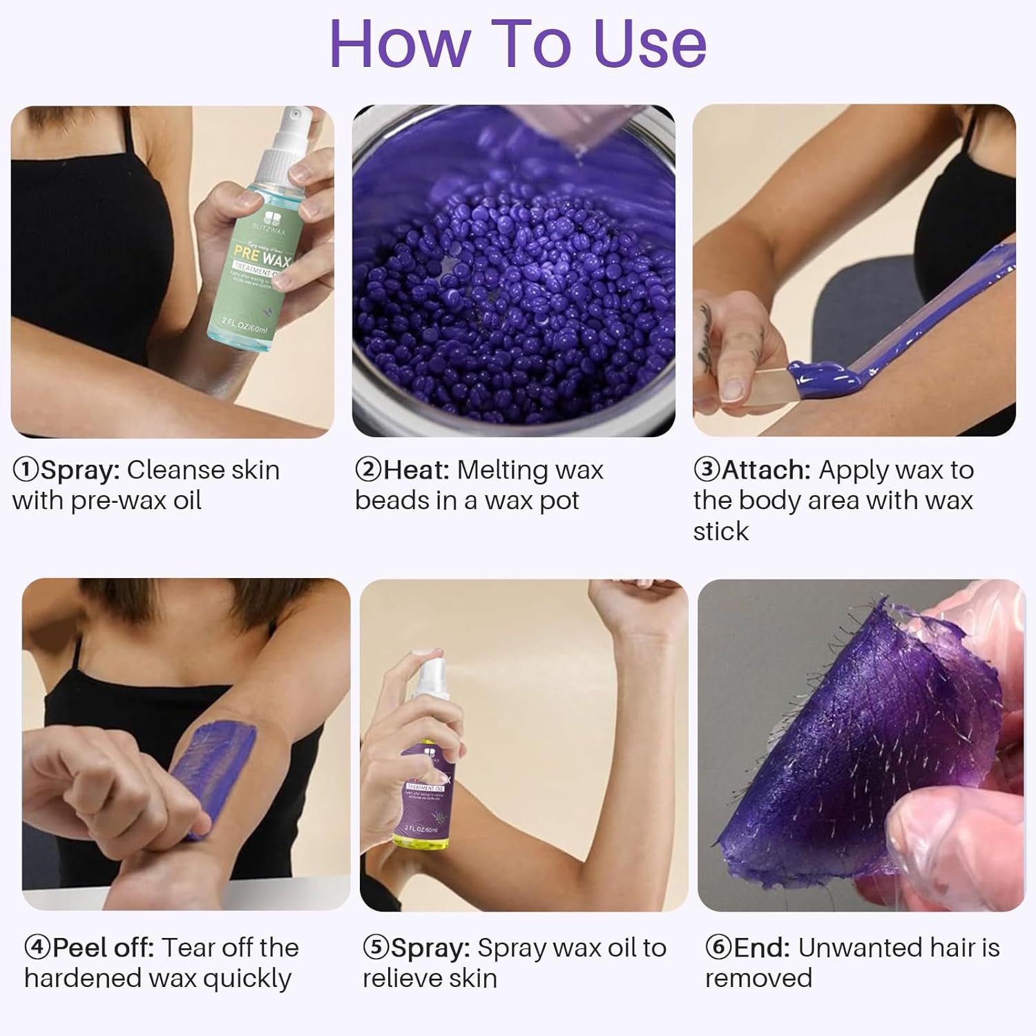 BLITZWAX Brazilian and Bikini Waxing Kit for Women, Hard Wax Warmer for Face, Legs and Body, At Home Hair Removal Kit, Beginner Friendly, Digital Fast Heating, 51 Wax Items