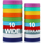 AOZITA 10 WIDE Mouth & 10 REGULAR Mouth Mason Jar Lids - 20 Pack Food Grade Plastic Mason Jar Caps for Ball, Kerr and More Canning Jars - Leakproof & Dishwasher Safe - Multicolor