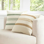 Miulee Set Of 2 Sage Green Boho Decorative Pillow Covers 18X18 Inch | Farmhouse Couch Throw Pillows Modern Summer Cotton Cushion Covers Macrame Woven Spring Decor For Bed Sofa Chair
