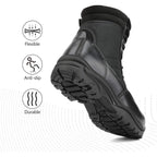 Nortiv 8 Men'S Military Tactical Work Boots Side Zipper Leather Motorcycle Combat Boots Trooper
