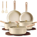 CAROTE 14Pcs Pots and Pans Set Non stick, Ceramic Cookware Set, Non-toxic Kitchen Cooking Set, PFAS and PFOA Free