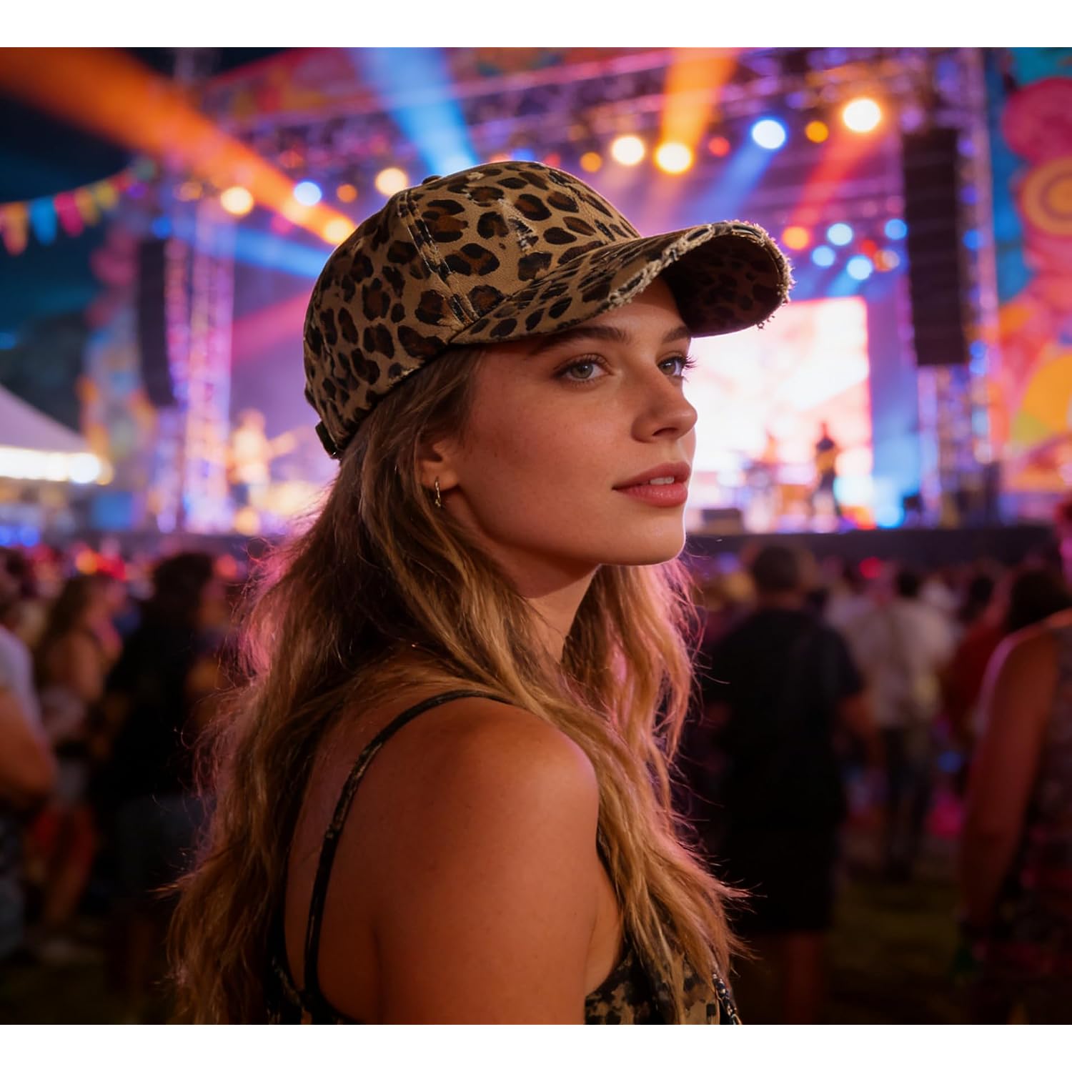 Women'S Leopard Print Hat - Sun Protection Adjustable Cheetah Print Baseball Cap Trucker Hat For Outdoor