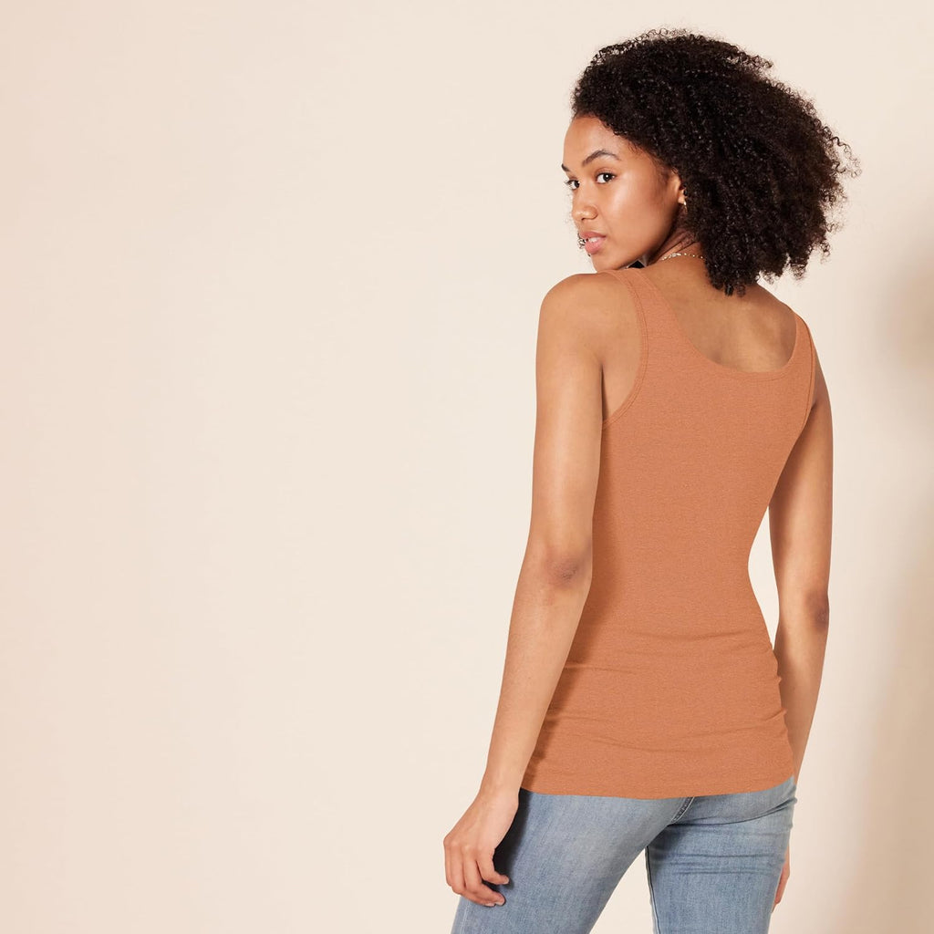 Amazon Essentials Women'S Slim-Fit Ribbed Scoop Neck Tank Tops, Pack Of 2