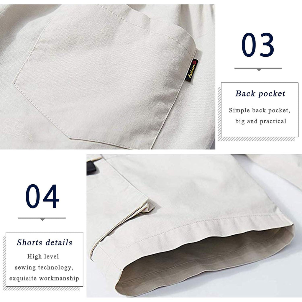 Aptro Men'S Cargo Shorts Elastic Waistband Drawstring Summer Casual Cotton Big & Tall Relaxed Fit Work Shorts