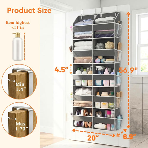 5-Tier Over Door Organizer, 10-Compartment Wide Storage Rack | 20" Wide, 80 Lbs For Heavy Family Use, 10 Side Pockets, Fits Doors For Closet, Nursery, Entryway, Dorm, Rv, Laundry Room