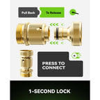 Rainpoint Garden Hose Quick Connectors, Heavy Duty Solid Brass 3/4 Inch Ght, Universal Leak-Proof Fittings For Easy Water Hose Connection (2 Sets)
