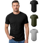 Jmierr Mens 3 Pack Cotton Hipster Hip Hop Longline Crewneck T-Shirt