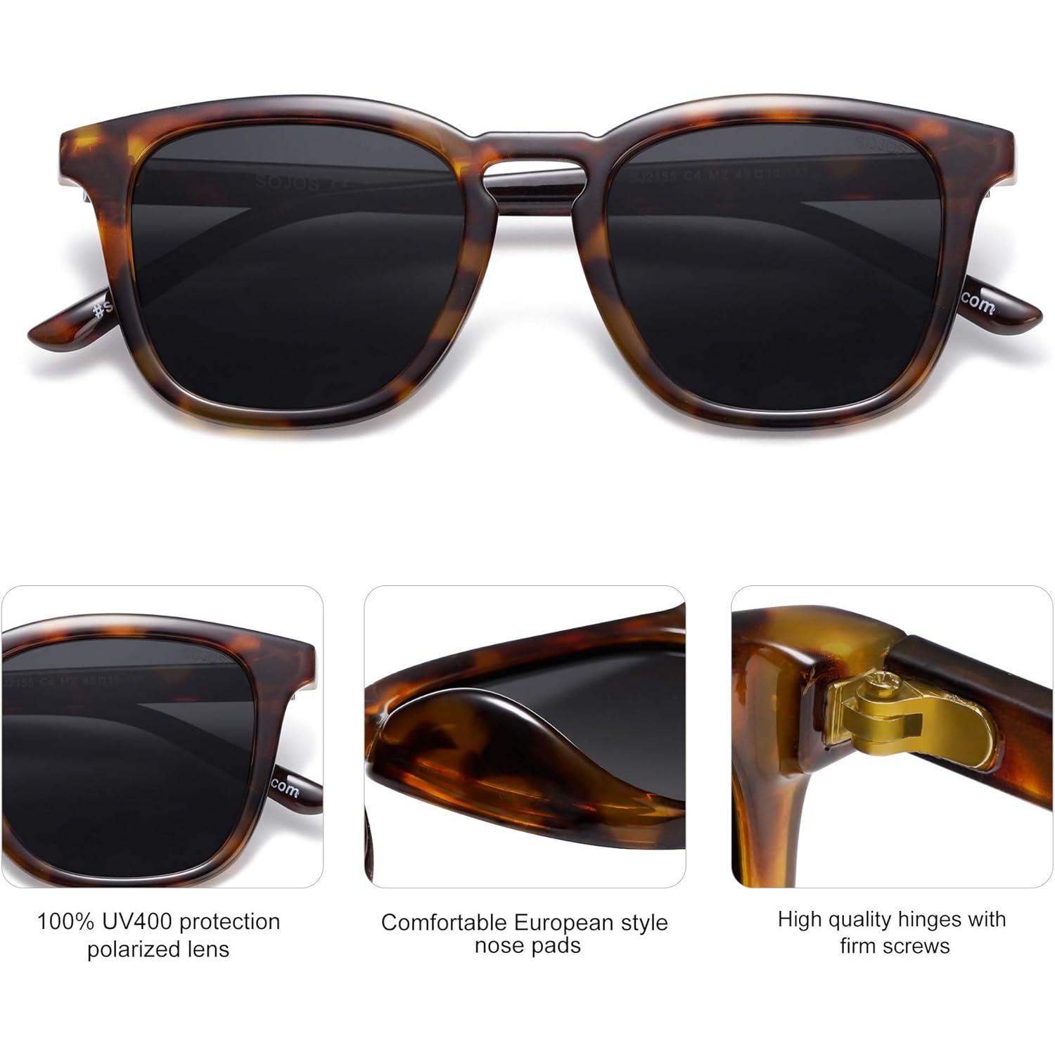SOJOS Polarized Sunglasses for Women Men Classic Large Vintage Style Shades