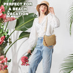 Straw Handbags Purses Crossbody Pocketbook Bag Casual Woven Beach Bags Summer Hobo Hippie Chic Tote Bags with Chain