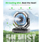 Camping Misting Fan - 24000Mah Portable Battery Powered Fans With 9Oz Water Tank, Light, Hook - Rechargeable, 120H Cooling, Last 5H Mist, 4 Speed, Sleep Mode - Outdoor Gear, Travel Essentials
