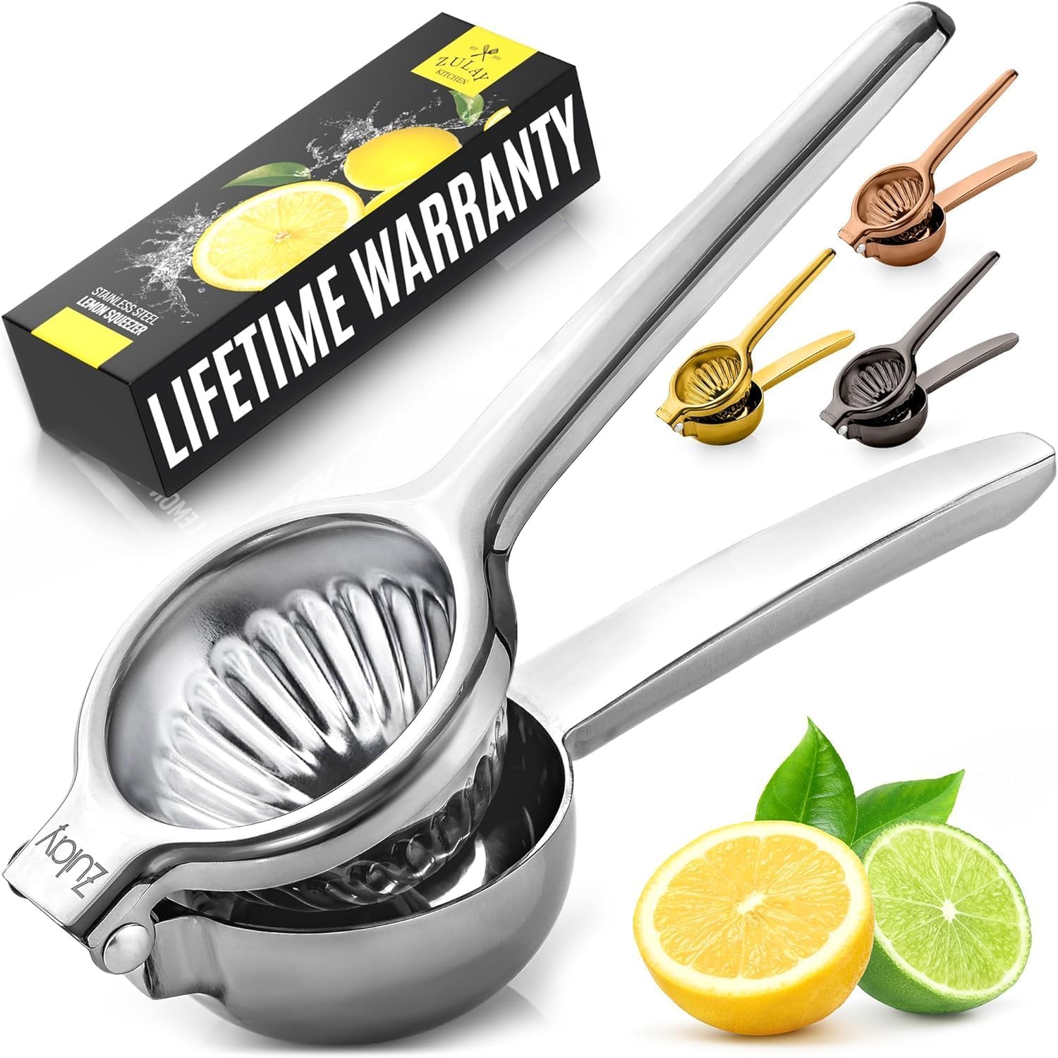 Lemon Squeezer Stainless Steel With Premium Quality Heavy Duty Solid Metal Squeezer Bowl - Large Manual Citrus Press Juicer And Lime Squeezer Stainless Steel - By Zulay Kitchen