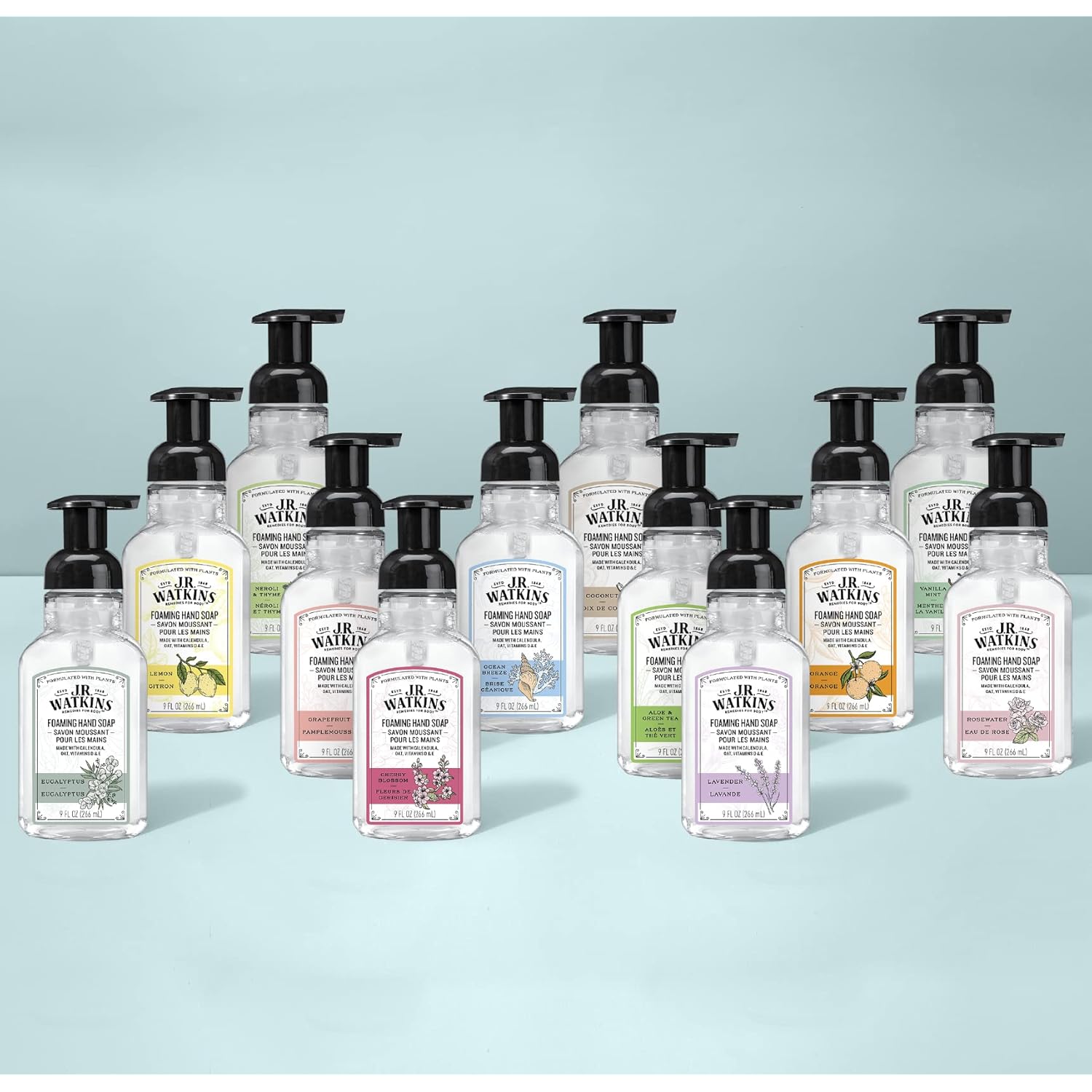 J.R. Watkins Foaming Hand Soap with Pump Dispenser, Moisturizing Foam Hand Wash, Alcohol-Free, Cruelty-Free, Citron, 9 fl oz, 3 Pack
