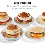 Hamilton Beach Breakfast Sandwich Maker with Egg Cooker Ring, Customize Ingredients, Perfect for English Muffins, Croissants, Mini Waffles, Perfect White Elephant Gifts, Silver (25475)
