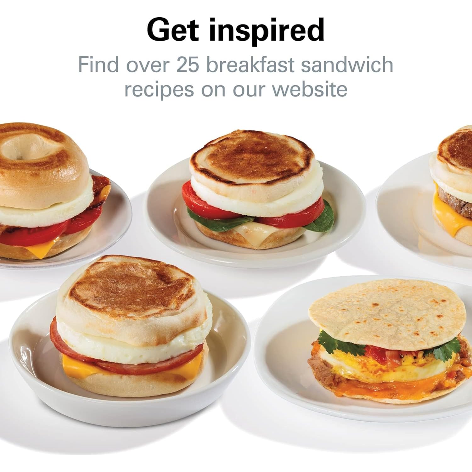 Hamilton Beach Breakfast Sandwich Maker with Egg Cooker Ring, Customize Ingredients, Perfect for English Muffins, Croissants, Mini Waffles, Perfect White Elephant Gifts, Silver (25475)