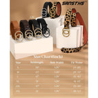SANSTHS Womens Leather Belt for Jeans Pants Fashion Waist Belts Gold Silver Double Ring Buckle