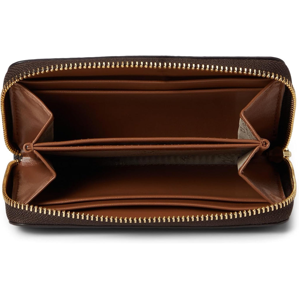 Michael Kors Jet Set Small Zip Around Card Case, Gold-Tone Hardware/Brown/Acorn