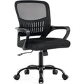 Dumos Home Office Chair - Ergonomic Mid Back Mesh Desk Chair With Lumbar Support & Rocking Mode, Height Adjustable, Fixed Armrest, For Conference, Computer, 360° Swivel, Adults, Black