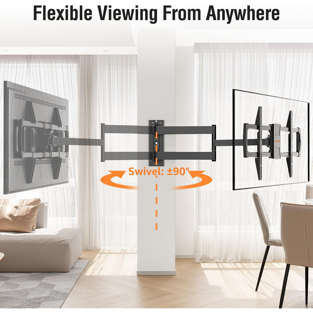 Elived Long Arm Tv Mount For Most 42-75 Inch Tvs, 32" Long Extension Arm Corner Tv Wall Mount, Articulating Wall Mount Tv Bracket Swivel And Tilt, Holds Up To 99 Lbs. Max Vesa 600X400Mm