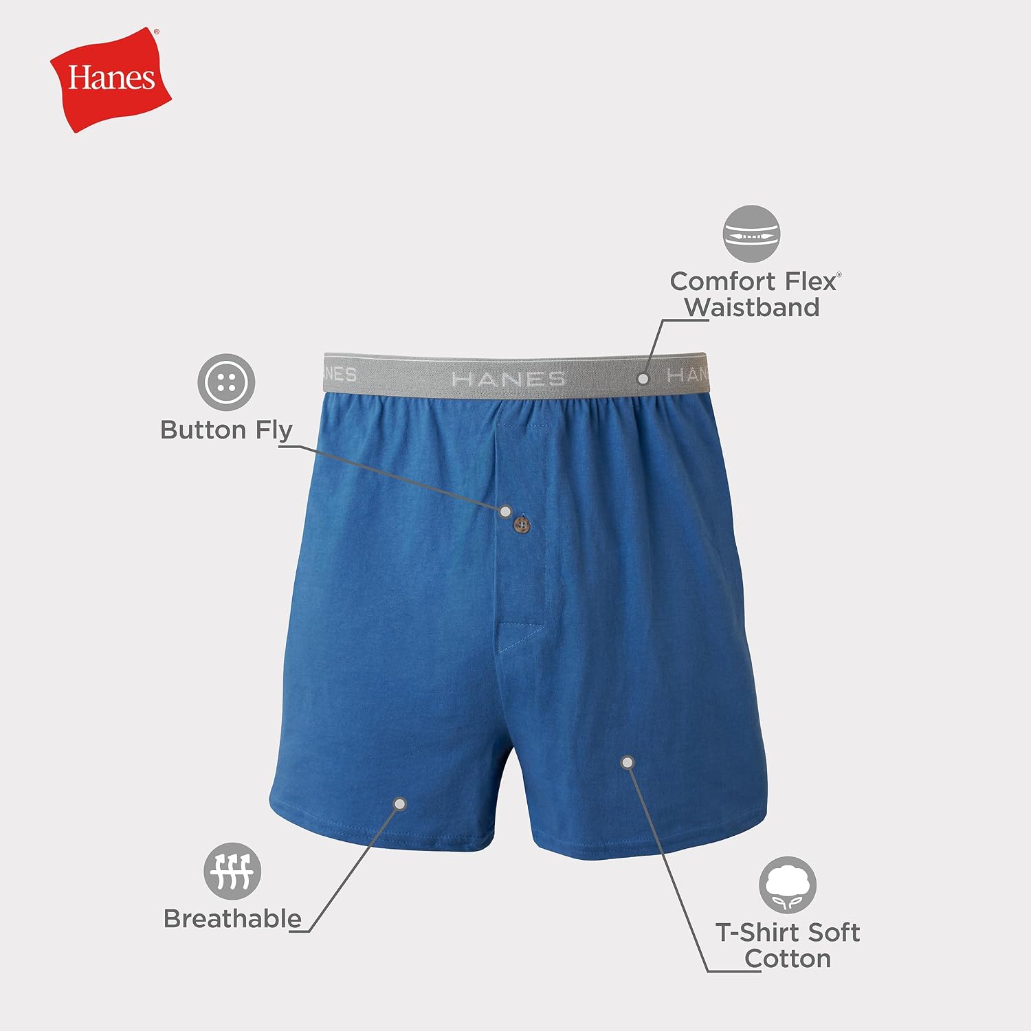 Hanes Mens Underwear Boxers Pack, Cool And Breathable Cotton Underwear, Exposed And Comfortflex Waistbands, Multi-Pack