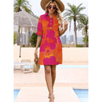Womens Summer Shirt Dress 2026 Casual Ruffle Short Sleeve Button Down Flowy Swing Shift Mini Dresses With Pockets
