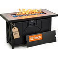 Bali Outdoors 42 Inch Propane Fire Pit Patio | Outdoor Fire Pit Table Large Black Firepits For Outside Rectangular