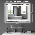 Dumos 24.1"X32.1" Led Bathroom Mirror, Smart Anti-Fog Bathroom Vanity Mirror With Front Light & Backlit, 3 Color Temperatures, Dimmable, Memory Function