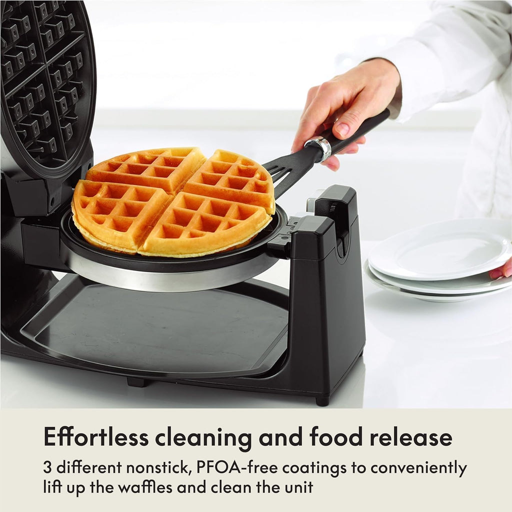 Bella Classic Rotating Belgian Waffle Maker With Nonstick Plates, Removable Drip Tray, Adjustable Browning Control And Cool Touch Handles, Stainless Steel