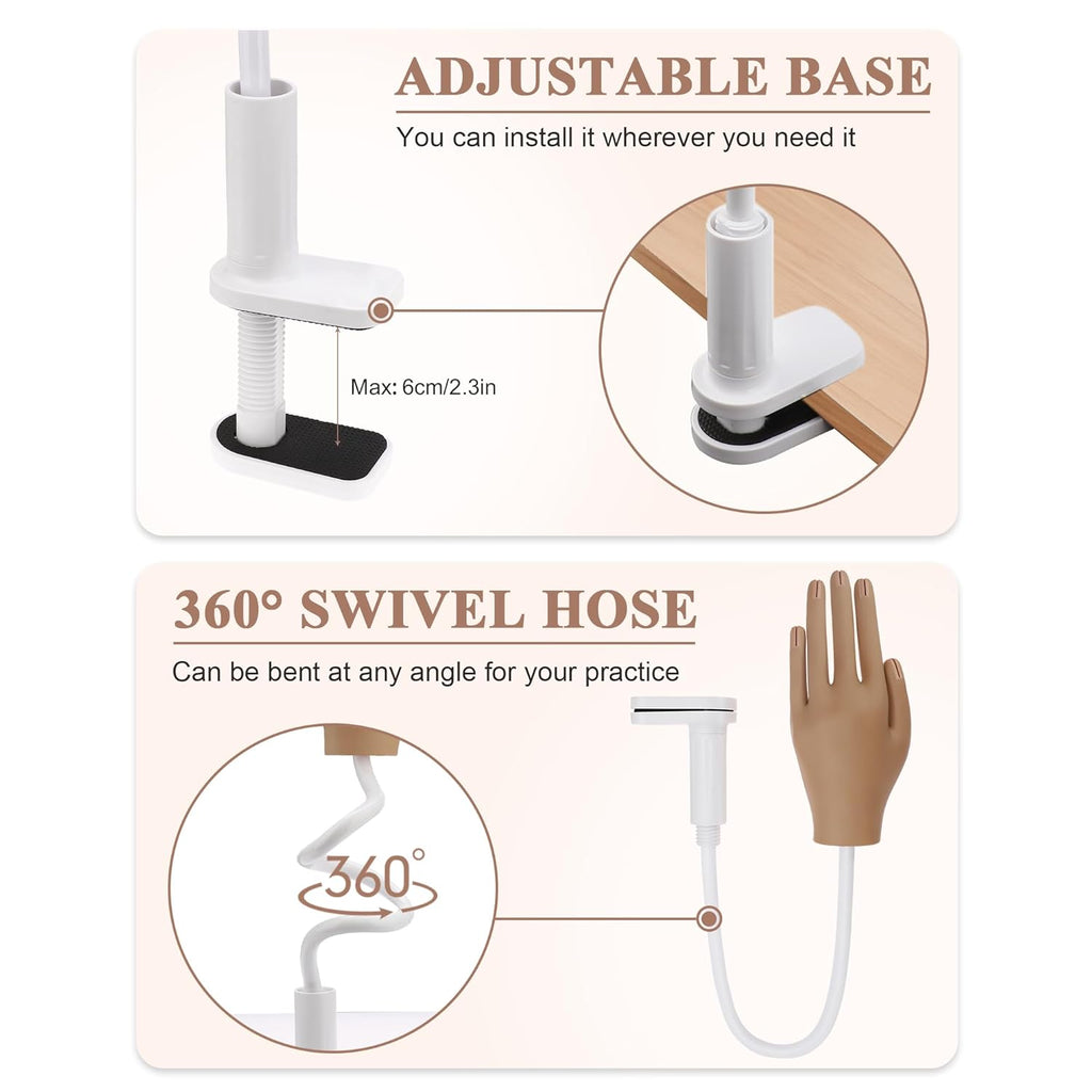Practice Hand for Acrylic Nails, Silicone Hand for Nail Practice, Nail Tips Won't Fall off Nail Hand, Flexible Nail Practice Hand for Beginners,13.7 x 6.29 x 1.88in