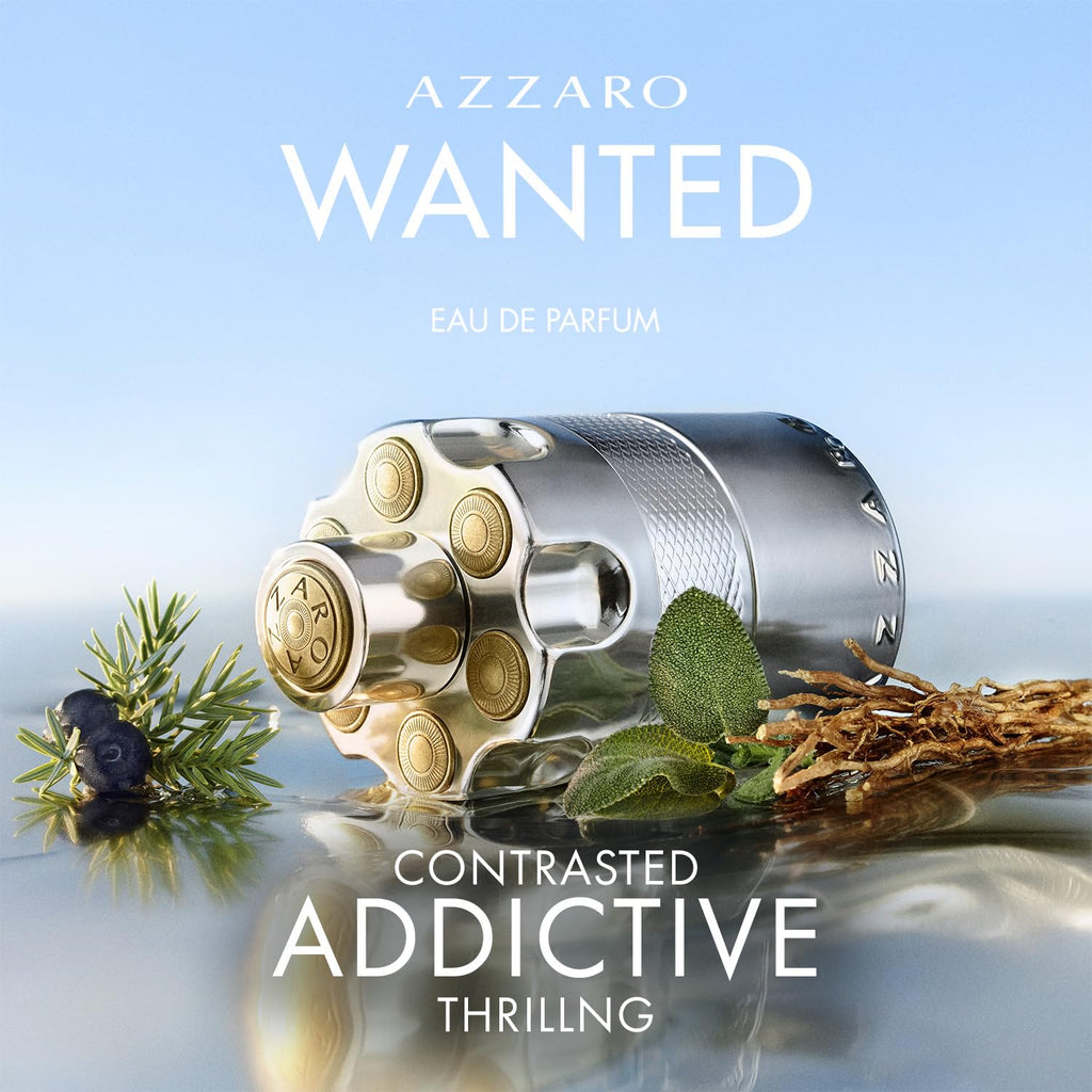 Azzaro Wanted Eau De Parfum - Energizing & Intense Mens Cologne - Woody, Aromatic & Spicy Fragrance - Fresh Notes Of Juniper Berries, Sage, Vetiver - Lasting Wear - Luxury Perfumes For Men