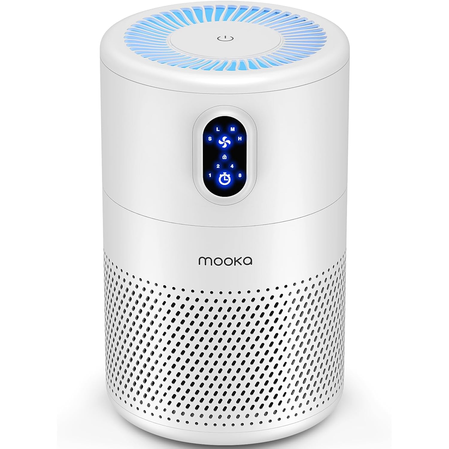 Mooka Air Purifiers For Home Large Room Up To 1076Ft², H13 True Hepa Air Filter Cleaner, Odor Eliminator, Remove Smoke Dust Pollen Pet Dander, Night Light, B-D02L White