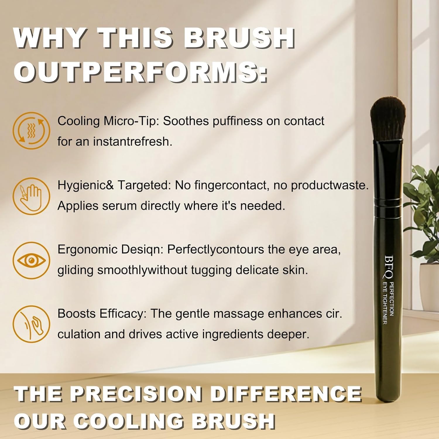 Instant Eye Tightening Cream - Targets Fine Lines & Wrinkles, With Applicator Brush, Firming Formula For Mature Skin