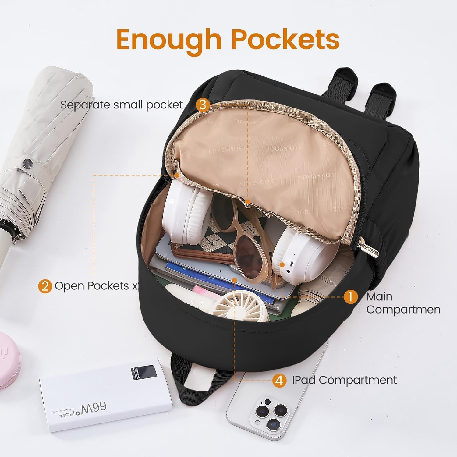 Lovevook Mini Backpack Purse For Women, Small Puffer Lightweight Backpack, Casual Daily Daypack Purse For Women, Back Pack With Anti-Theft Pocket For Travel-Black