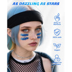 6PCS Blue Face Body Glitter Gel，Holographic Chunky Sequins Body Glitter Paint for Party Singer Concerts Music Festival Rave Accessories for Girls Women Face Body DIY Sparkling Makeup