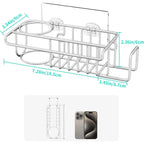 Hapirm 4 In 1 Sink Caddy Sponge Holder, Sus304 Stainless Steel Kitchen Brush Holder And Dish Cloth Hanger, Kitchen Organizers And Storage Essentials - Silver