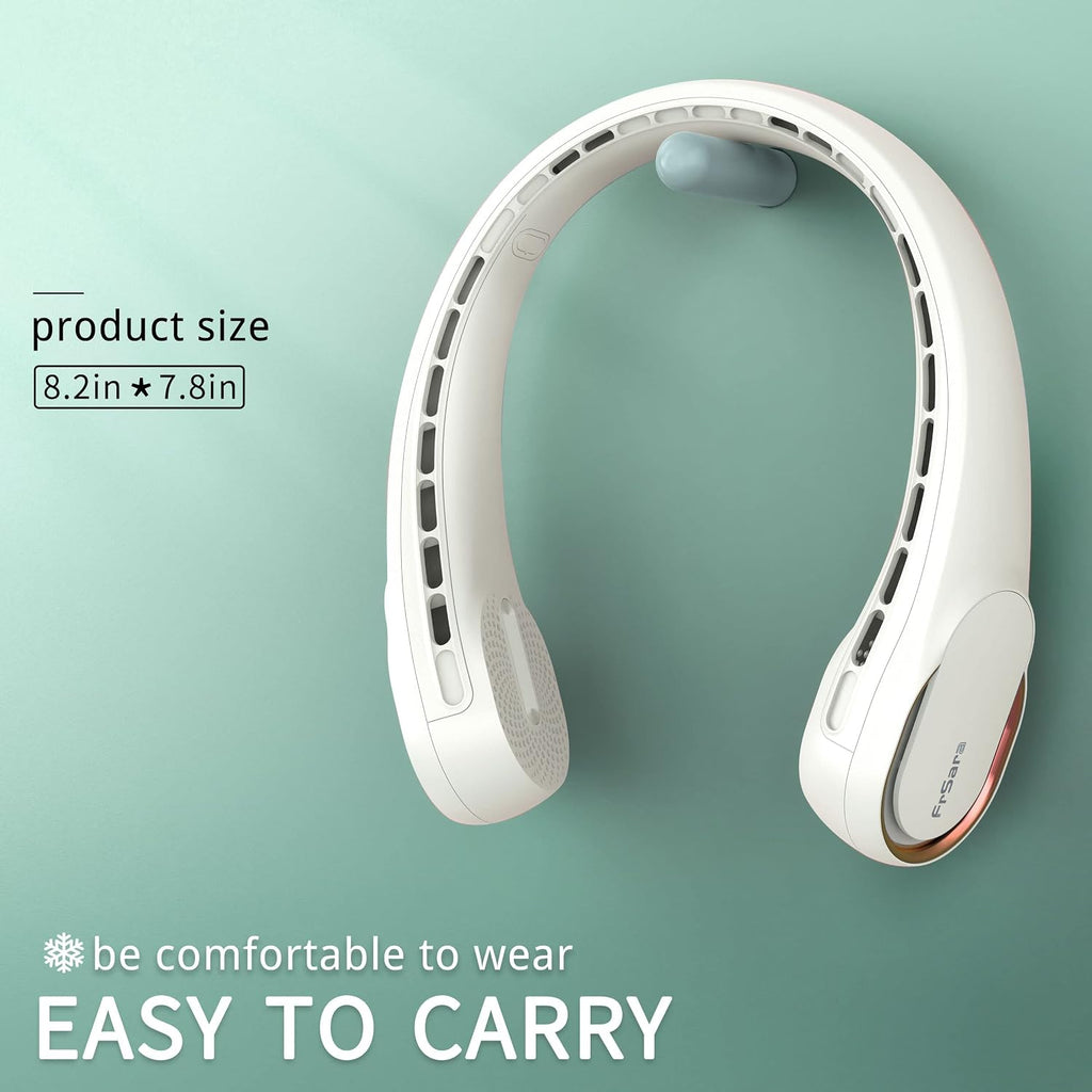 Frsara Neck Fan, Portable Personal Fan Strong Wind, 4000Mah, Air Volume,360° Cooling, No Hair Twisting, Air Volume On 2 Sides, Non-Slip, Quick Charge, Long Use Time, Birthday Gift For Women, Dad, Men