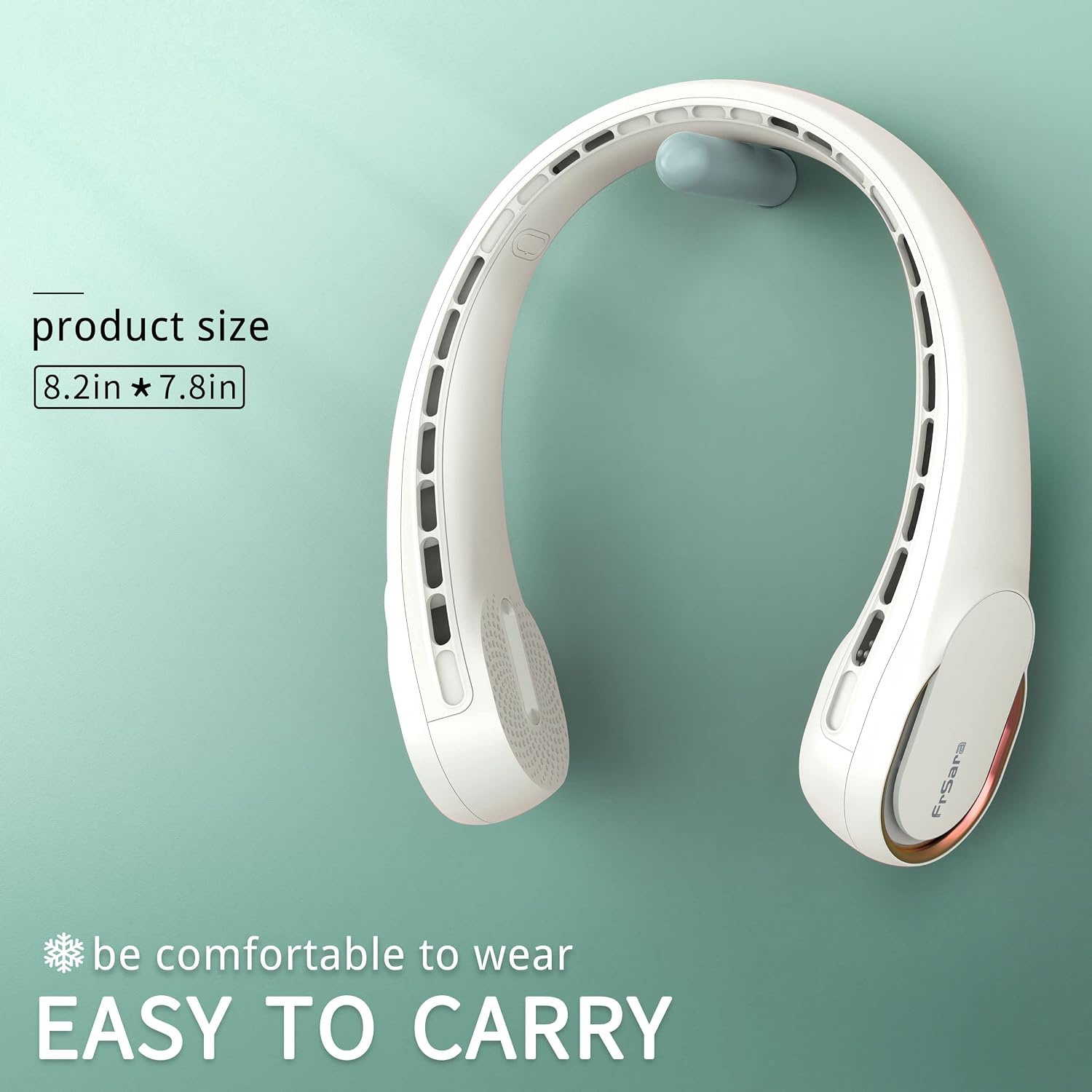 Frsara Neck Fan, Portable Personal Fan Strong Wind, 4000Mah, Air Volume,360° Cooling, No Hair Twisting, Air Volume On 2 Sides, Non-Slip, Quick Charge, Long Use Time, Birthday Gift For Women, Dad, Men