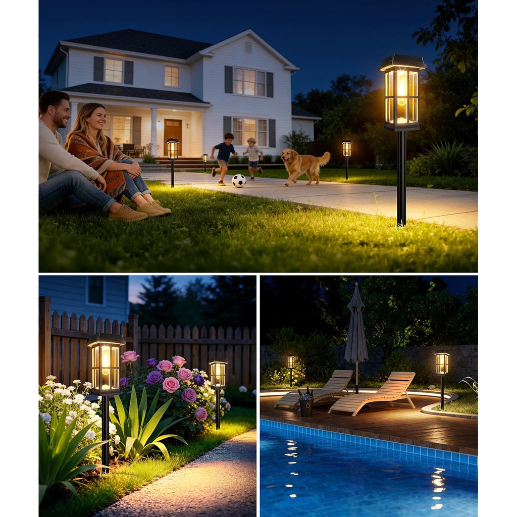 8 Pack Solar Pathway Lights Outdoor, 2 Lighting Modes Waterproof Solar Lights Outdoor, Sturdy Metal Rods, Brighter Up To 15Hrs Outdoor Path Lights For Yard Walkway Driveway Sidewalk Garden