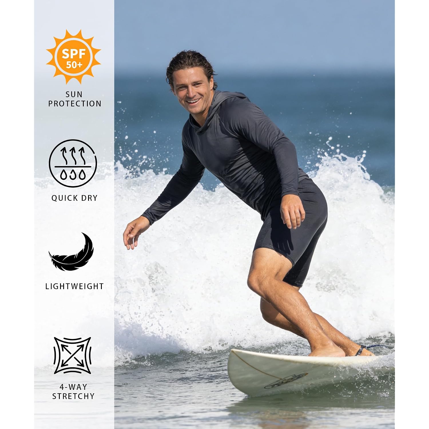 5 Pack Mens Upf 50+ Sun Protection Hoodie Long Sleeve Uv Spf Fishing Shirts Lightweight Running Rash Guard Sun Shirt