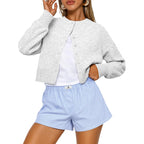 Trendy Queen Cropped Cardigan Sweaters for Women Fall Fashion Clothes 2026 | Lightweight Knit Button-Down, Versatile Layering Piece for Fall, Spring & Office Wear