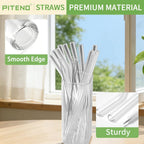 Piteno® 12Pcs Glass Straws With 4Pcs Brushes, Reusable Clear Glass Drinking Straws, 8.5''X10Mm, Set Of 6 Straight And 6 Bent With 4 Cleaning Brushes, Perfect For Smoothies, Milkshakes, Juice, Tea