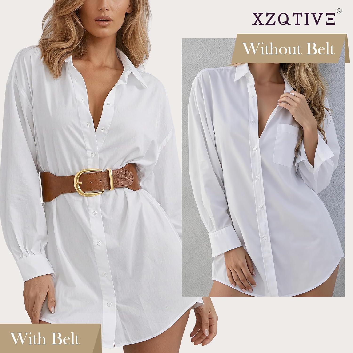 XZQTIVE Women Wide Elastic Waist Belt for Dresses Fashion Cinch Belts Stretchy Waistband with Gold Buckle