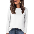 Anrabess Long Sleeve Shirts For Women,Soft Stretchy Wrinkle-Free Tops,Casual Crew Neck T Shirt For Work Daily Fall
