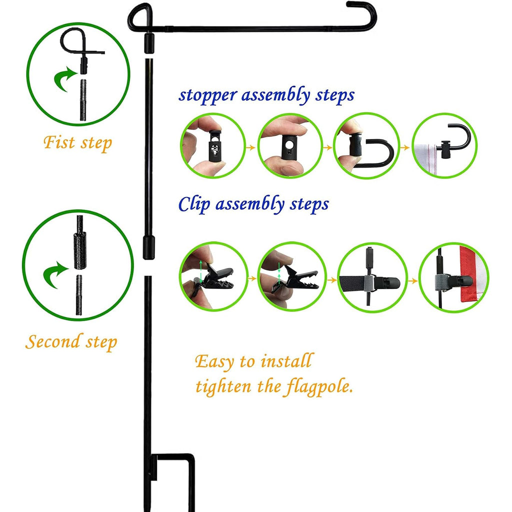 Garden Flag Stand-Holder-Pole With Flag Stopper And Clip Waterproof Powder-Coated Paint For House Flags,Decorative Yard Seasonal Flags