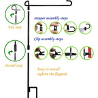 Garden Flag Stand-Holder-Pole With Flag Stopper And Clip Waterproof Powder-Coated Paint For House Flags,Decorative Yard Seasonal Flags