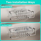 Hapirm 4 In 1 Sink Caddy Sponge Holder, Sus304 Stainless Steel Kitchen Brush Holder And Dish Cloth Hanger, Kitchen Organizers And Storage Essentials - Silver