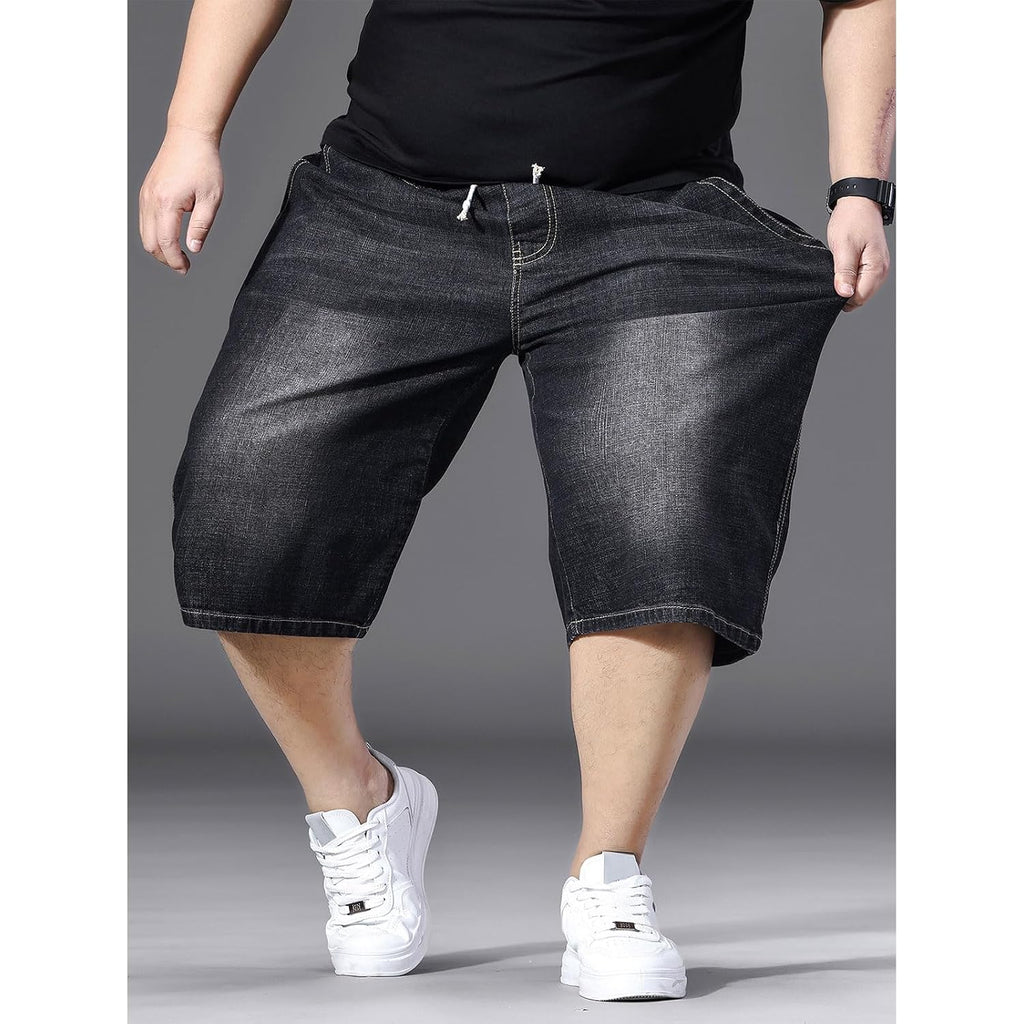 Men'S Big And Tall Jean Shorts Elastic Waisted Baggy Jorts Drawstring Plus Size Relaxed Fit Denim Shorts 2Xl-6Xl