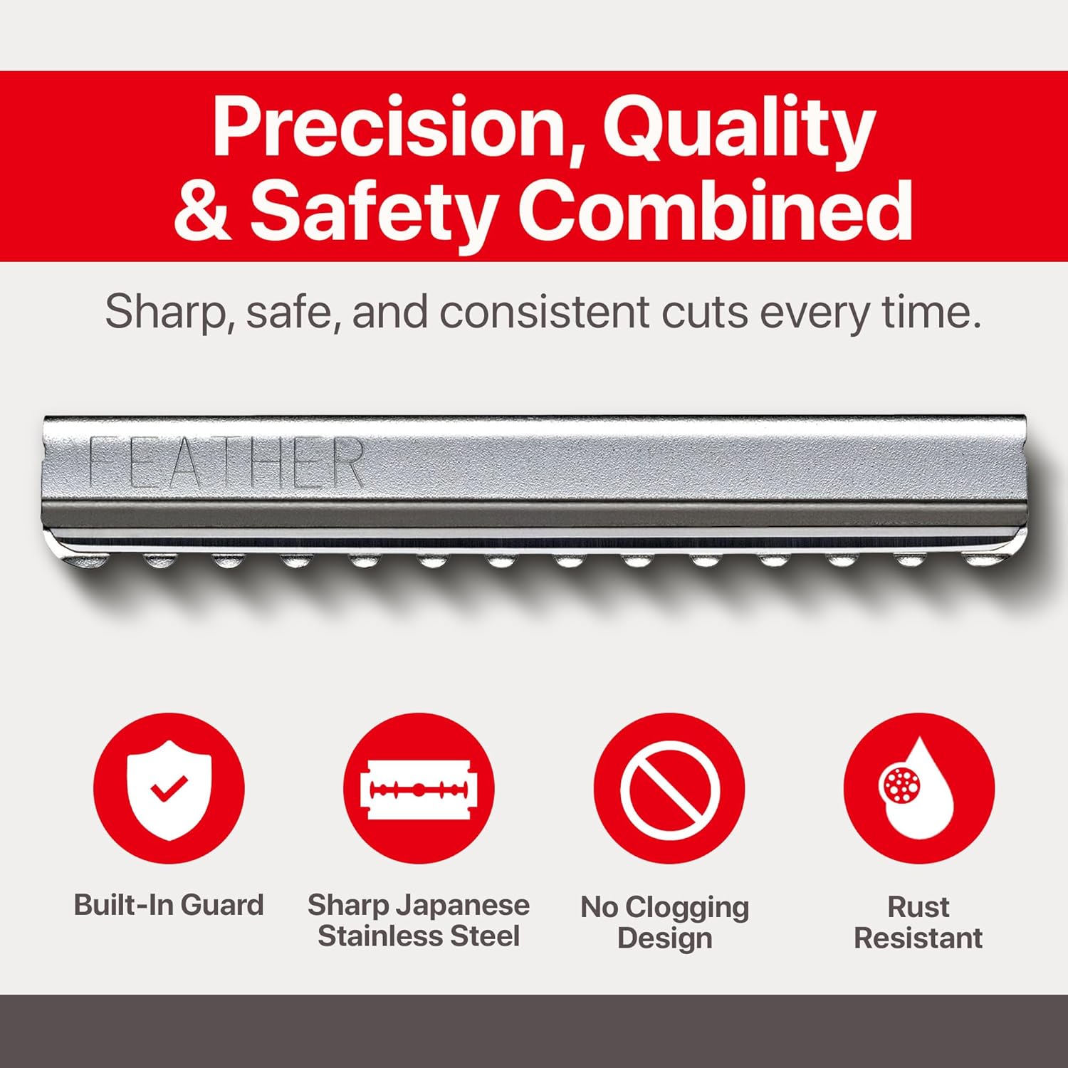 Feather Styling Razor Standard Blades - Professional Hair Cutting Blades for Styling, Shaping, Feathering, & Thinning - Stainless Steel Single Edge Guarded Blade - Made in Japan - Refill Pack - 10 Ct