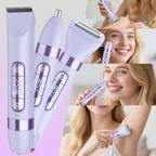 Hatteker 4-in-1 Women's Electric Razor, Dual-Head Body Hair Trimmer for Women, IPX7 Waterproof Rechargeable Bikini Trimmer & Facial Hair Remover for Legs, Armpits, Face, Nose, Eyebrows, Purple