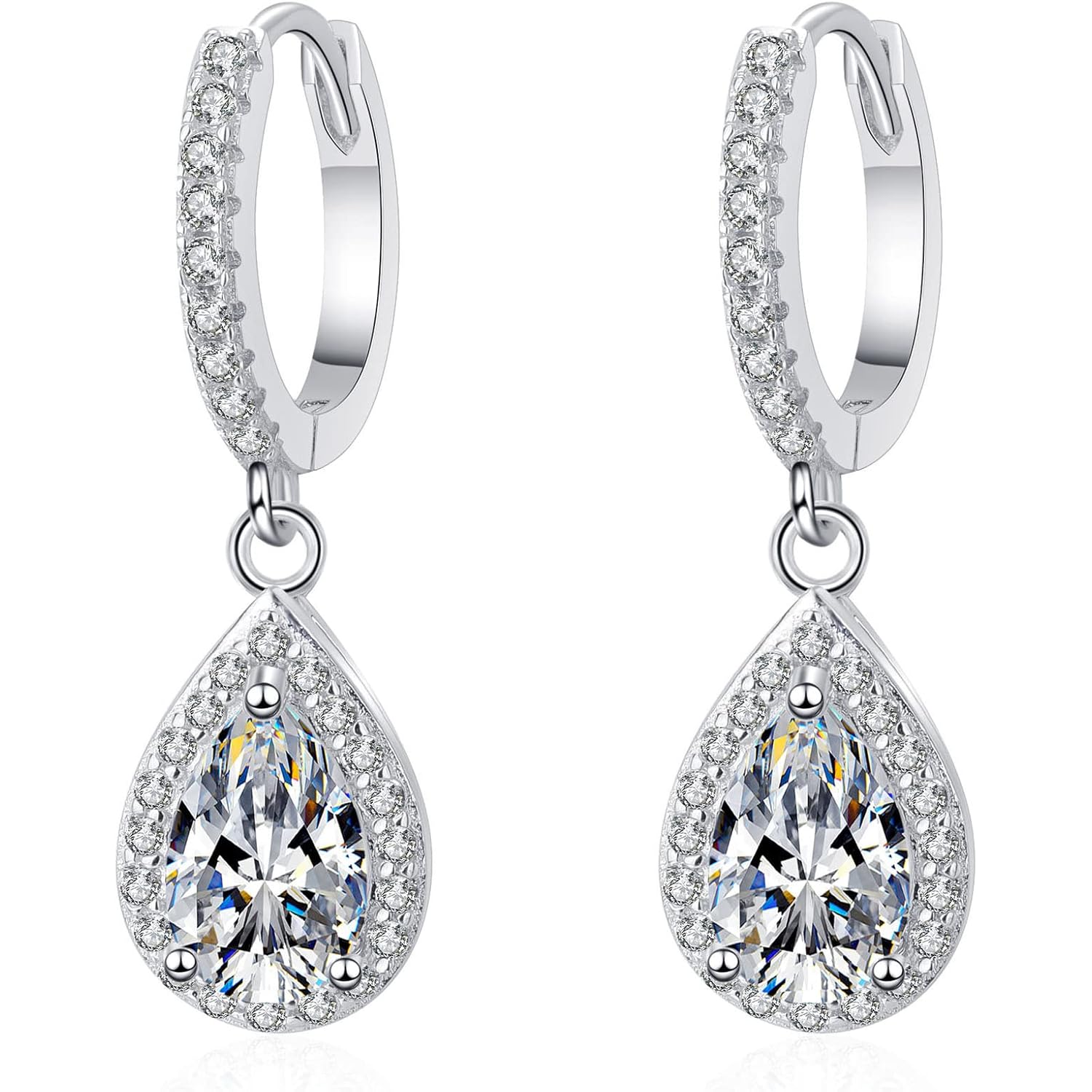 14K Gold Pear Cut Diamond Drop Earrings for Women, Exquisite 2 Carat Waterdrop Shape with VVS1 D-Color, Beautiful Bridal Jewelry Choice